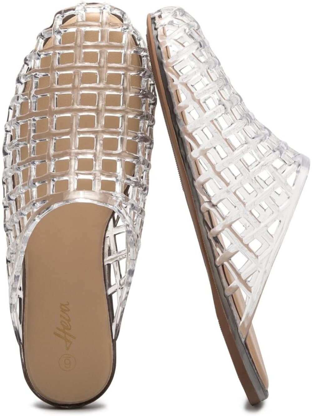 Women's Transparent Jelly Closed Toe Mesh Hollow Slide Casual Flat Sandal Shoes